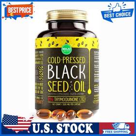 Maju Superfoods 726084665101 Majus Black Seed Oil Capsules Cold Pressed 2% Thymoquinone 100% Turkish