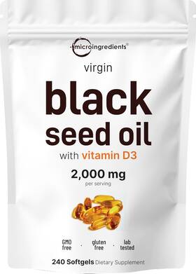 Micro Ingredients 850082445004 Black Seed Oil With Vitamin D3 1000 Iu 240 Softgels 2 00