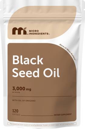 Micro Ingredients 850082445622 Black Seed Oil 3 000mg 120 Softgels 2in1 Formula With Oi