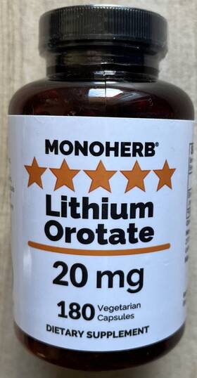 Mono Herb 304363861392 Monoherb Lithium Orotate 20 Mg 180 Caps Exp 2/26 New And Sealed Free Shipping