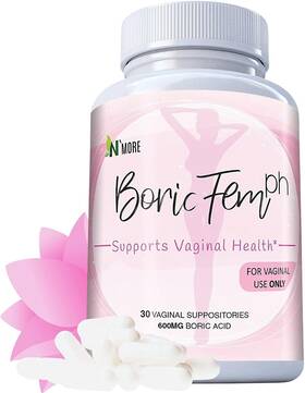 N More 837654679197 Boric Acid Vaginal Suppositories- 100% Pure - Made In Usa- Boricfem