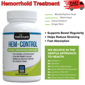 Naticura 027829999926 Hem-control Natural Hemorrhoid Treatment Supplement - Fast And Lasting Pain Relief