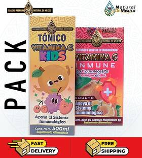 Ndm617261777963 Natural De Mexico Pack Drinkable Tonic Vitamin C Kids Inmune Adult 60 Caplets Ndm