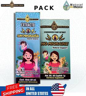 Ndm7502214724411 Natural De Mexico Pack No Migraine Extract 60ml Relief Supplement 60 Caplets Ndm
