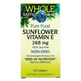 Nfs-35513 Natural Factors Whole Earth And Sea Sunflower Vitamin E 268 Mg 90 Softgels