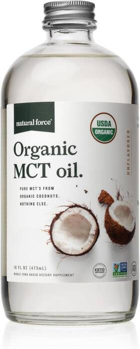 Mct-org-16 Natural Force Organic Mct Oil Pure Glass Bottle Made From 100% Cold Pressed
