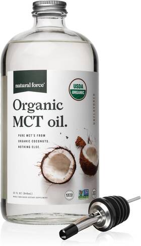 Mct-org-32 Natural Force Organic Mct Oil Pure Glass Bottle Made From 100% Cold Pressed