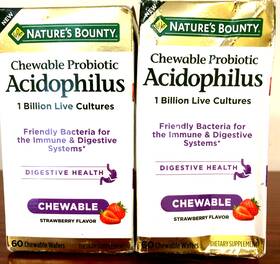 Nature S Bounty 074312013188 2 Natures Chewable Probiotic Acidophilus 60 Chewables Exp 2/26