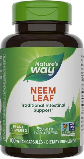 Nature S Way 033674151204 Natures Neem Leaf 950mg Ayurvedic 100 Caps Packaging May Vary Exp. 10/29