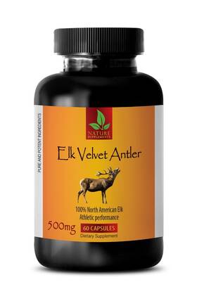 Nature Supplements 700348729228 Elk Velvet Antler Powder 500mg Increase Muscle Strength Energy Factor 60 Caps
