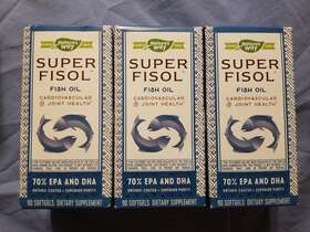 067827-6 Natures Way Exp 12/23 3 New Boxes Super Fisol 500 Mg 90 Softgels 270 Total