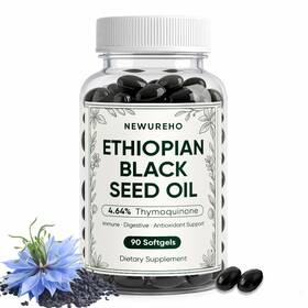 Newureho 855711048447 Ethiopian Black Seed Oil 100% Pure 800mg Supplement Supports