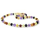 Nobpa3 Baltic Amber Teething Necklace Made With Amethyst Beads 703709905279