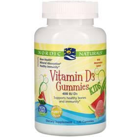 Nor-31151 Nordic Naturals Vitamin D3 Gummies Kids Wild Watermelon Splash 400 Iu 120