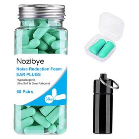 Nozibye 607606569964 Ultra Soft Foam Earplugs 120 Pieces 60 Pairs - 38db Snr Noise Cancelling E