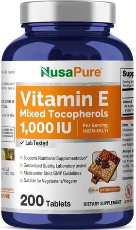 Nusapure 689353957188 Vitamin E 1000 Iu 200 Tablets Non-gmo Gluten-free - Mixed