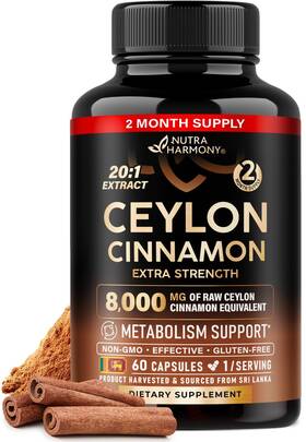 Nutraharmony 736832437409 Ceylon Cinnamon Capsules - Extra Strength Energy Heart 60 Count Pack Of 1
