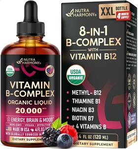 Nh-bcmplxdrs4 Nutraharmony Usda Organic Vitamin B-complex B5 Pantothenic Acid B12 4 Fl Oz Pack Of 1