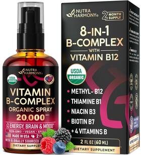 Wr-j218-9sdk Nutraharmony Usda Organic Vitamin B-complex Liquid Spray 8-in-1 - B5 2 Fl Oz Pack Of 1