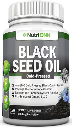 Nutrionn 632726097738 Black Seed Oil - 1000 Mg 180 Softgels Cold-pressed Non-gmo Cum Inch