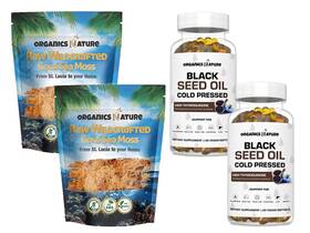 Organics Nature 313057356359 Dried Sea Moss 2 Bags And Black Seed Oil Bottles Immune Supp
