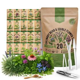 Organo Republic Orshf 21 11 Fba 20 Culinary Herbs Herb And Edible Flower Seeds Pink Yellow Purple Green