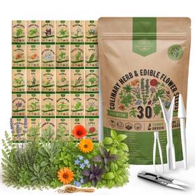 Organo Republic Orshf 22 12 Fba 30 Herb And Edible Flower Seeds Pink Yellow Purple Green