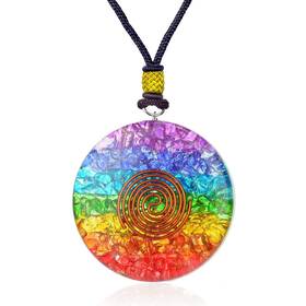 Cr-p-01 Orgonite Crystals Seven Chakra Rainbow Orgone Pendant - Healing