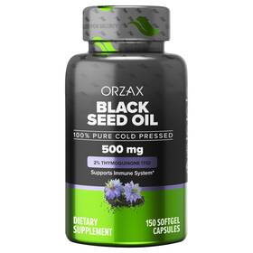 Bso-500mg-150sg Orzax Black Seed Oil Cold Pressed 100% Pure Non-gmo Rich In Omega 3 6 9 &