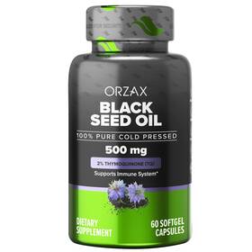 Bso-500mg-60sg Orzax Black Seed Oil Cold Pressed 100% Pure Non-gmo - Rich In Omega 3 6 9 &