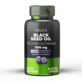 Bso-500mg-90sg Orzax Black Seed Oil Cold Pressed 100 Pure Non-gmo - Rich In Omega 3 6 9 T