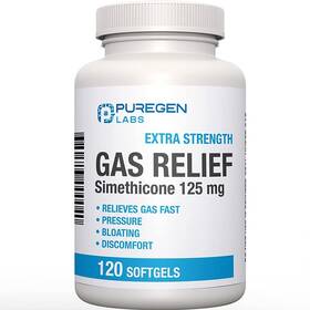 P Puregen Labs 380513000040 Extra Strength Gas Relief Softgels With Simethicone 125 Mg