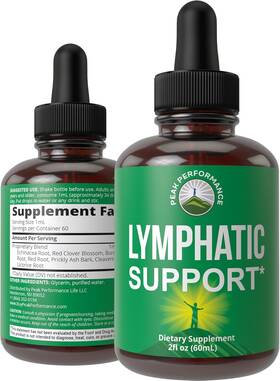 Peak Performance 445005499474 Lymphatic Drainage Drops. Sugar Free 7-in-1 Lymph Detox And Cleanse Support. Veg