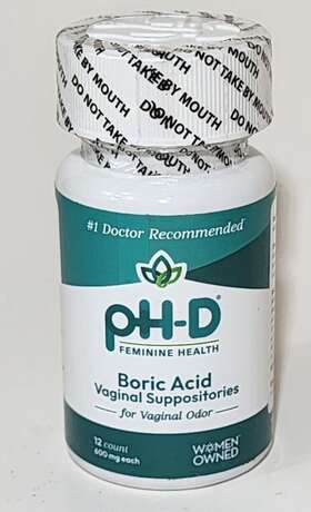 Phd Feminine Health Support 349597000858 Ph-d Boric Vaginal Suppositories 12 Count Exp 10/25
