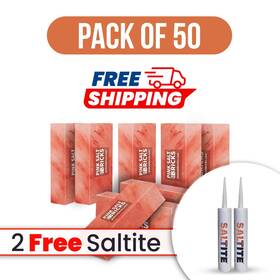Psb-sb-50-sg2 Pink Salt Bricks Himalayan 8x4x2 Pack Of 50 With 2 Free Glue For Spa Sauna