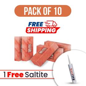 Psb-sb-g10 Pink Salt Bricks Himalayan 8x4x2 Pack Of 10 With Free Glue For Wall