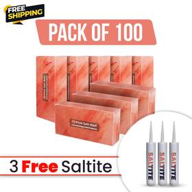 Psw-sb100-st3 Pink Salt Wall Himalayan Bricks 8x4x2 Pack Of 100 With 3 Free Glue For Spa Sauna