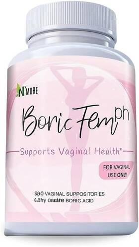 Pure Ingredients 711181026658 Nftmore Boric Acid Vaginal Suppositories- 100% - Made In Usa- Boricfem Vagin