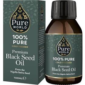 Pure World 060729350010 High Strength 100% Virgin Cold Pressed Black Cumin Oil 100ml Glass Bottl