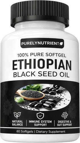 Purelynutrient 765029063725 Ethiopian Black Seed Oil Softgels Organic Cold Presse