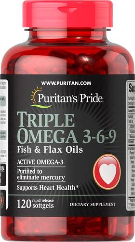 Puritans Pride 025077512546 Triple Omega 3-6-9 Fish And Flax Oils