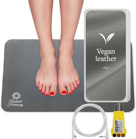 Radiant Harmony 313092333322 Vegan Leather Grounding Mat Earthing - Premium Grey For Feet Desk