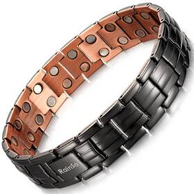 Ocb-1537gun-us Rainso Pulsera De Cobre Con Triple Fila Imanes Ultra Fuerza Para Caballero