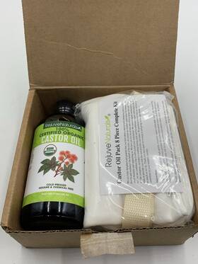 Rejuvenaturals 711181633634 Castor Oil Pack - 8 Piece Complete Kit. Includes 16oz Glass Bottle Of Organic Ca