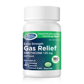 Right Remedies 370692000849 Gas Relief Extra Strength 125mg 180 Count Pack Of 1 Green