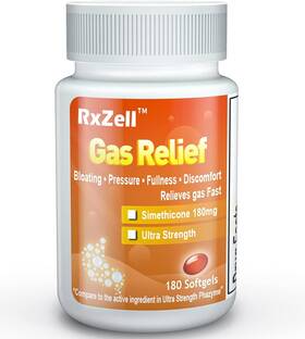Rxzell 717932351871 Gas Relief Ultra Strength Simethicone 180mg 180 Count Pack Of 1