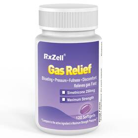 Rxzell 850046218057 Gas Relief Maximum Strength Simethicone 250mg 120 Count Pack Of 1