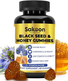 Sakoon Nutrition 195893882960 Black Seed Oil And Honey Gummies With 2% Thymoquinone