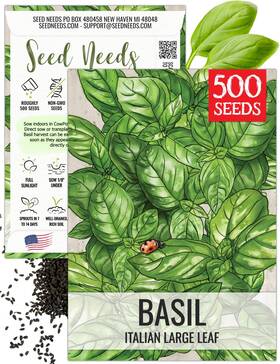 Seed Needs 682962473544 Basil Seeds For Planting Italian Large Leaf Herbs - 1 Pack Green