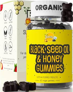Siraj 761371998449 Organic 2000mg Black Seed Oil And Honey Gummies With 15% Thymoquinone Mul